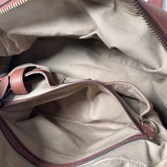 Cole Haan Handbag Brown Leather Canvas Retro Striped Colorblock Boho - Picture 7 of 10